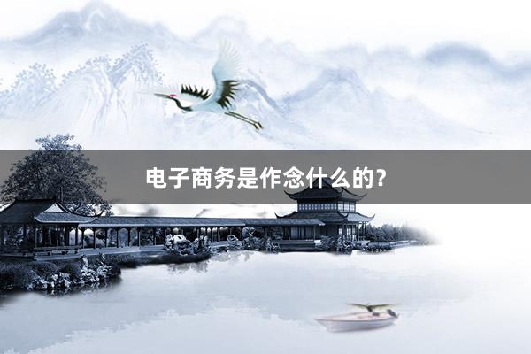 电子商务是作念什么的？