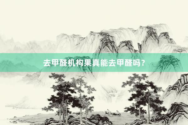 去甲醛机构果真能去甲醛吗？